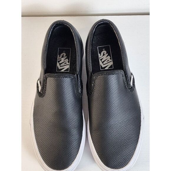 Van's Black Perf Leather Classic Slip-On Men's Size 7 Woman's Size 8.5 - Picture 7 of 7